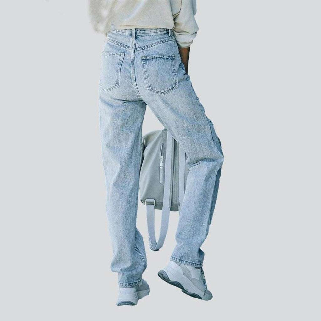 Asymmetric distressed wide leg jeans