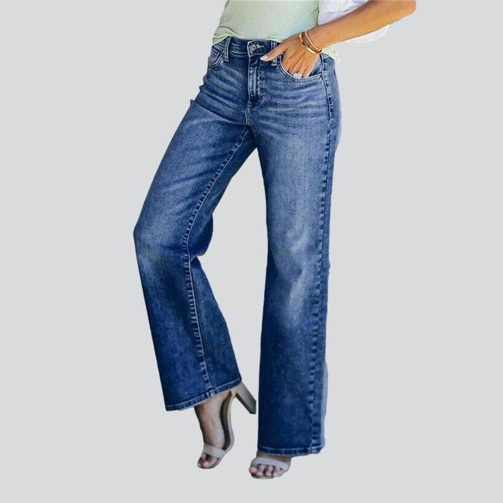 Whiskered women wide leg jeans