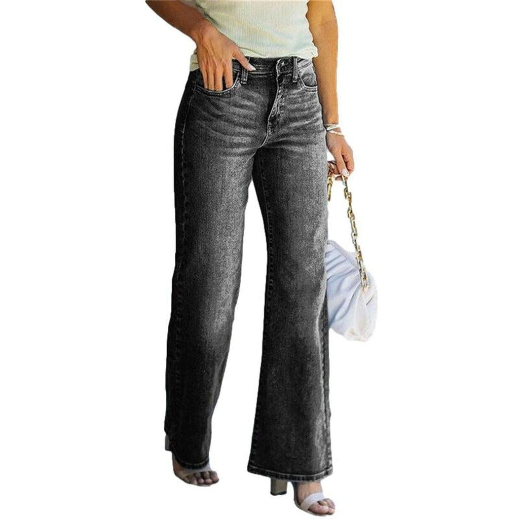 Whiskered women wide leg jeans