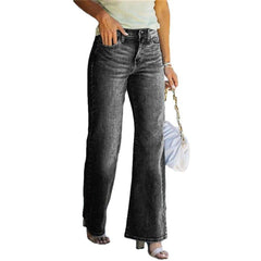 Whiskered women wide leg jeans