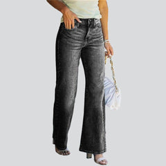 Whiskered women wide leg jeans