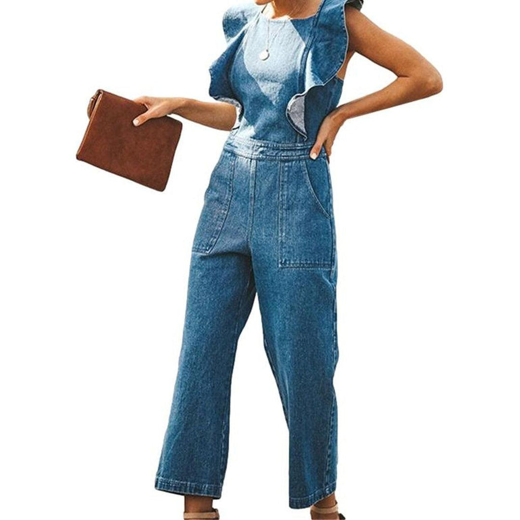 Sleeveless women fashion denim overall