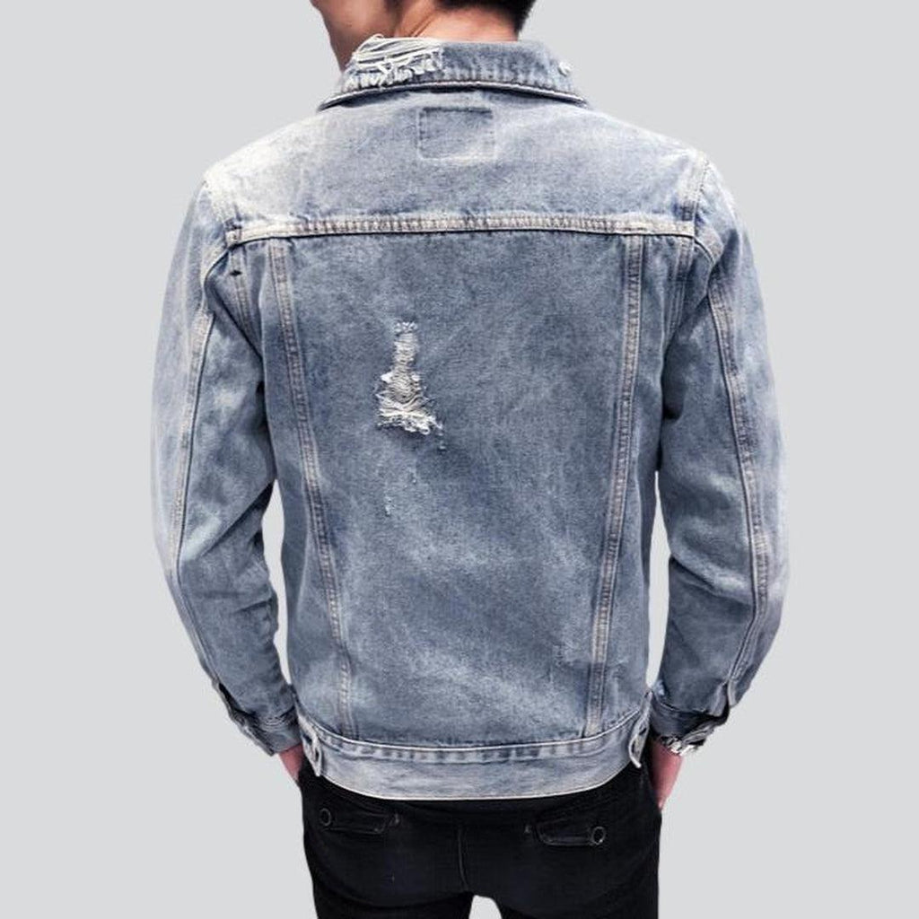 Stylish men ripped denim jacket