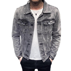 Stylish men ripped denim jacket