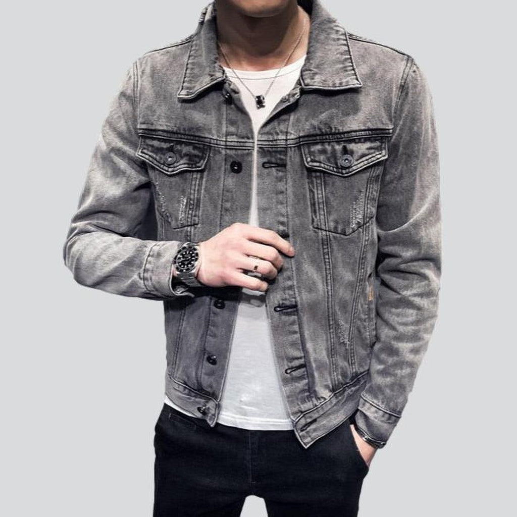 Stylish men ripped denim jacket