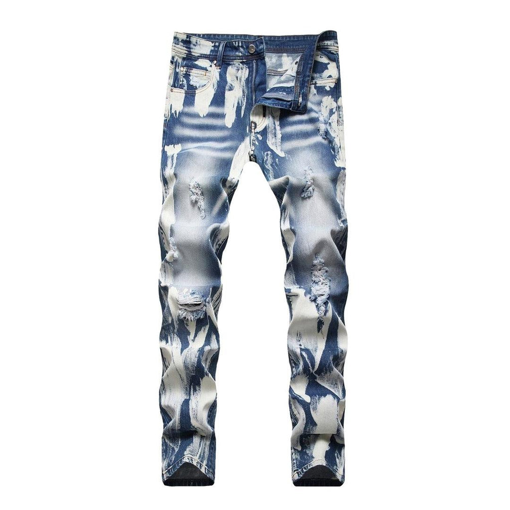 Weiß bemalte Herren Jeanshose