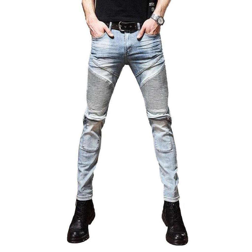 Biker jeans with knee zippers