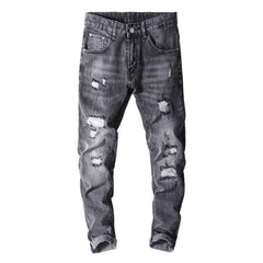 Graue Herrenjeans im Used-Look