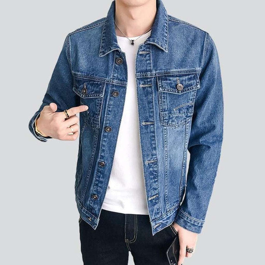 Blue men casual denim jacket