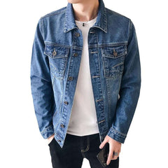 Blue men casual denim jacket