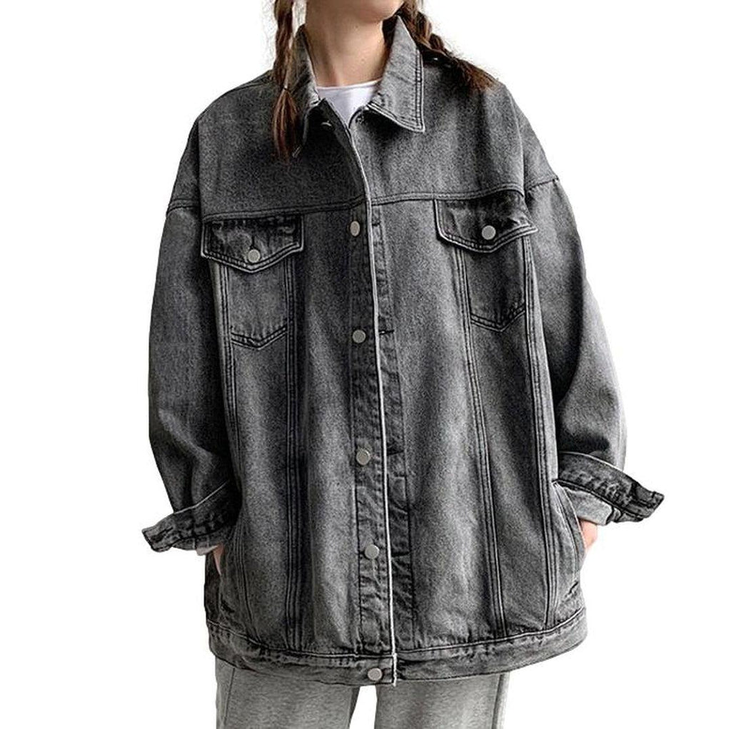 Women long oversized denim jacket