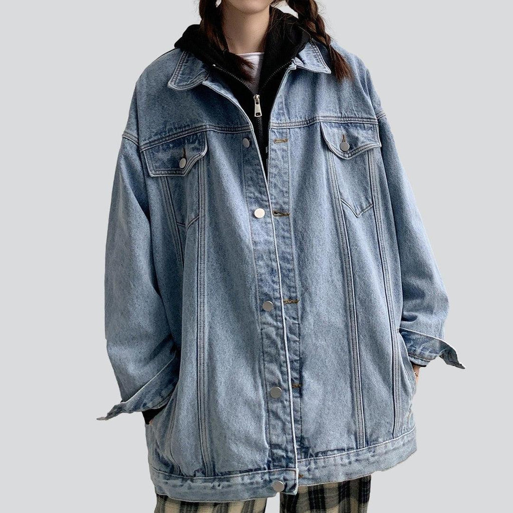 Women long oversized denim jacket