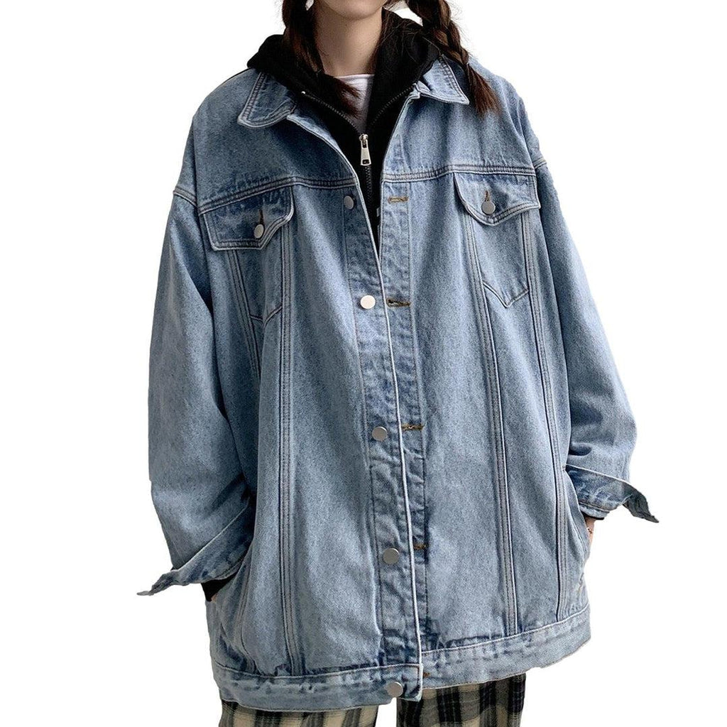 Women long oversized denim jacket