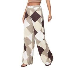 Checkered wide leg women jeans