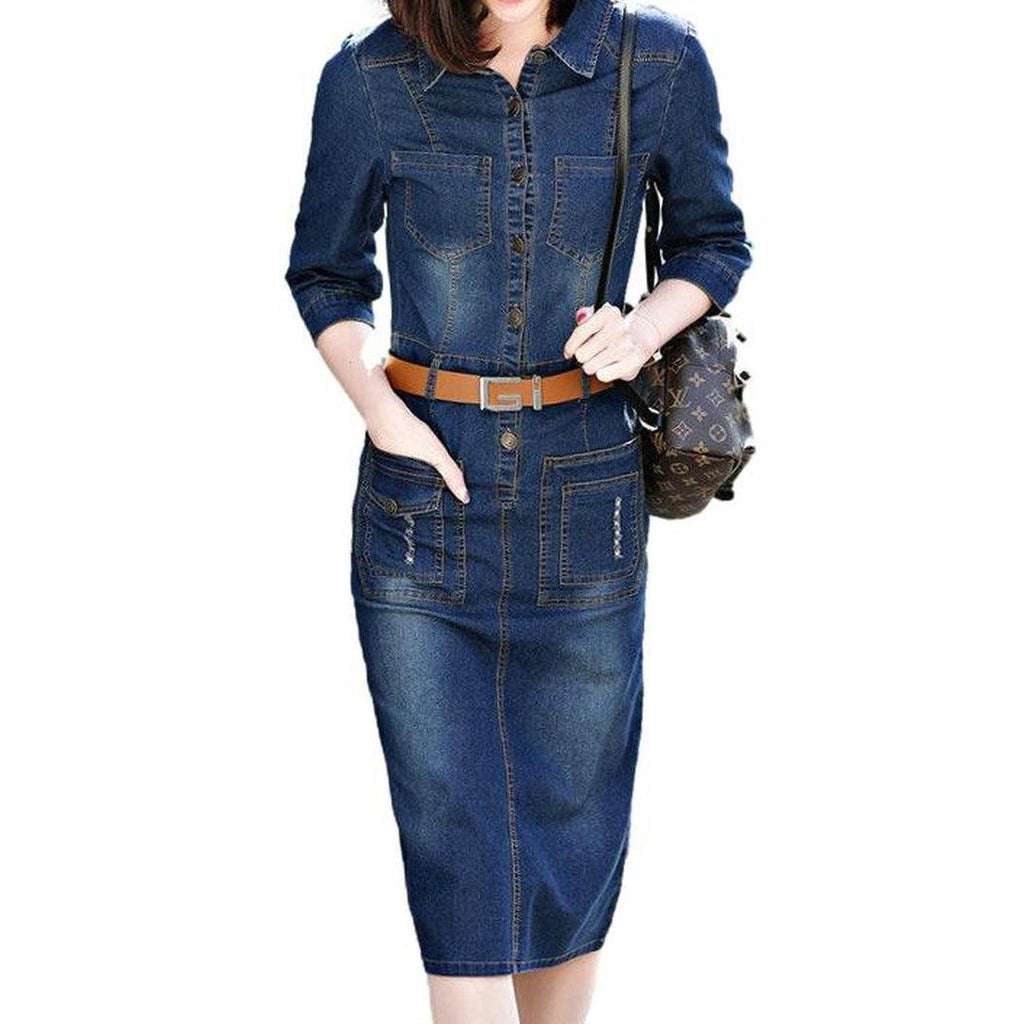 Dark blue short jeans dress