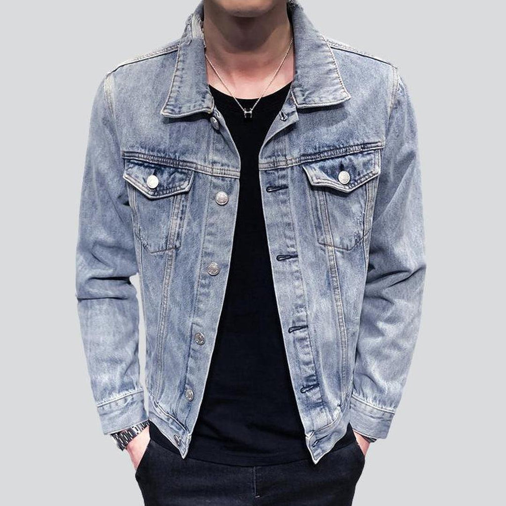 Stylish men ripped denim jacket