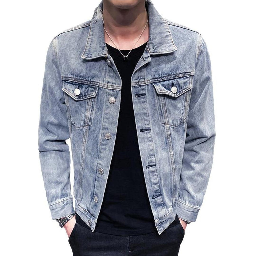 Stylish men ripped denim jacket