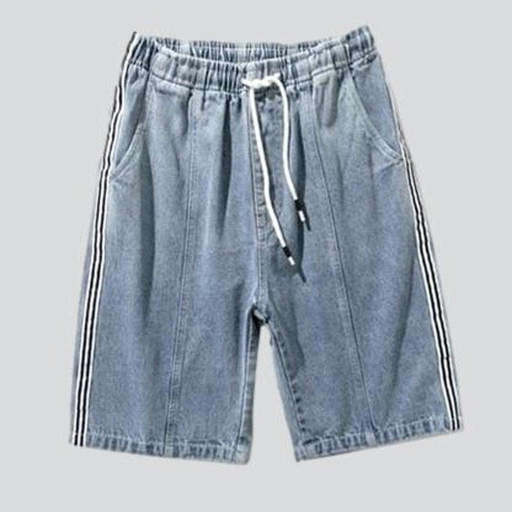 Loose denim shorts with bands