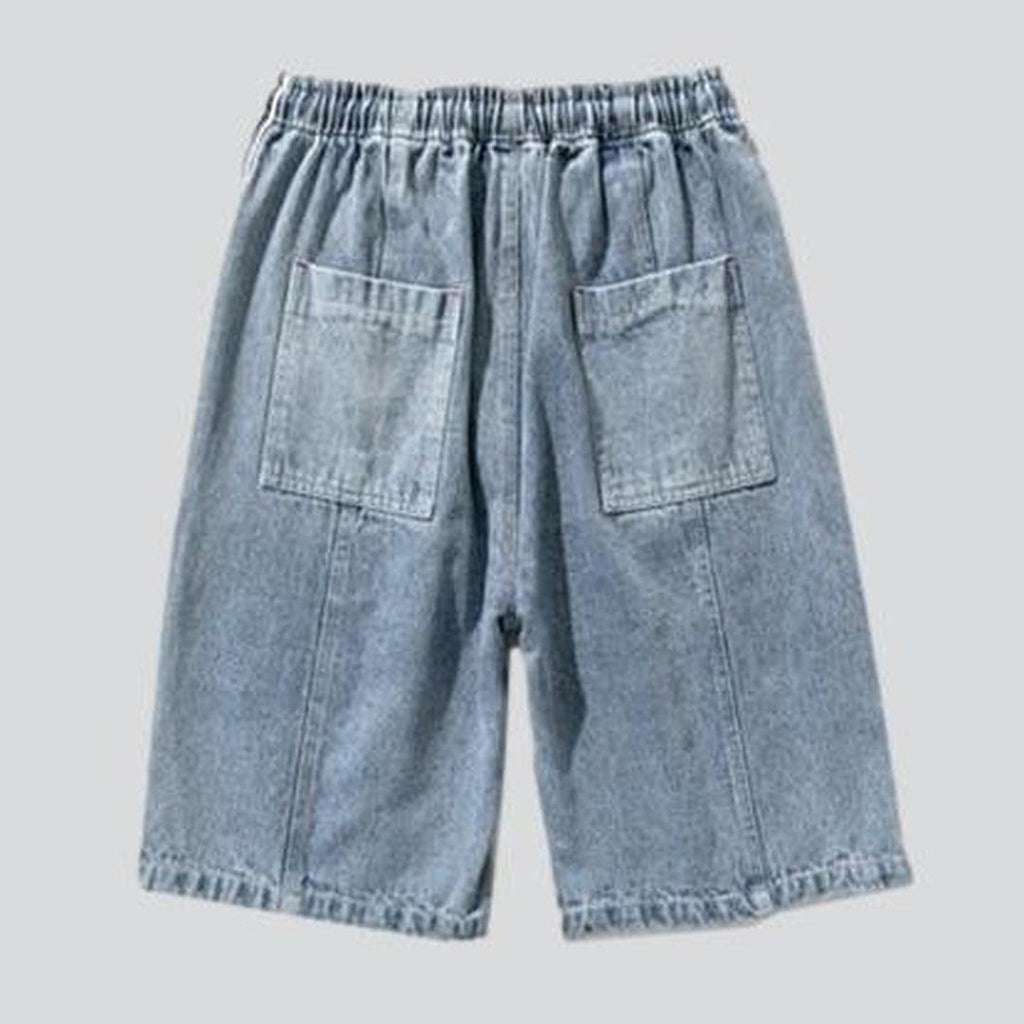 Loose denim shorts with bands