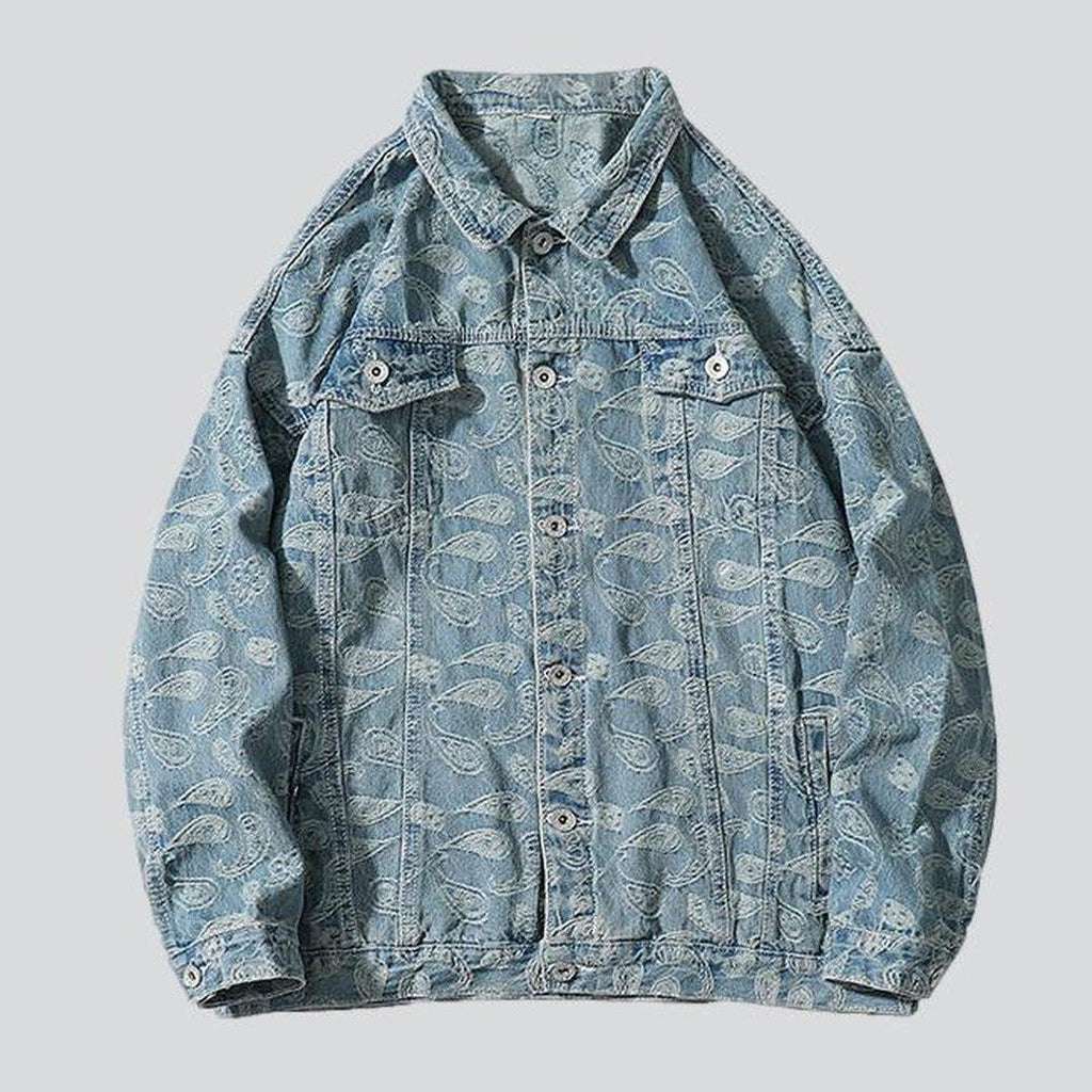 Embroidered oversized men denim jacket