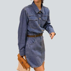 Long sleeve mini denim dress