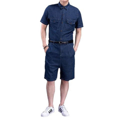 Casual men denim overall shorts