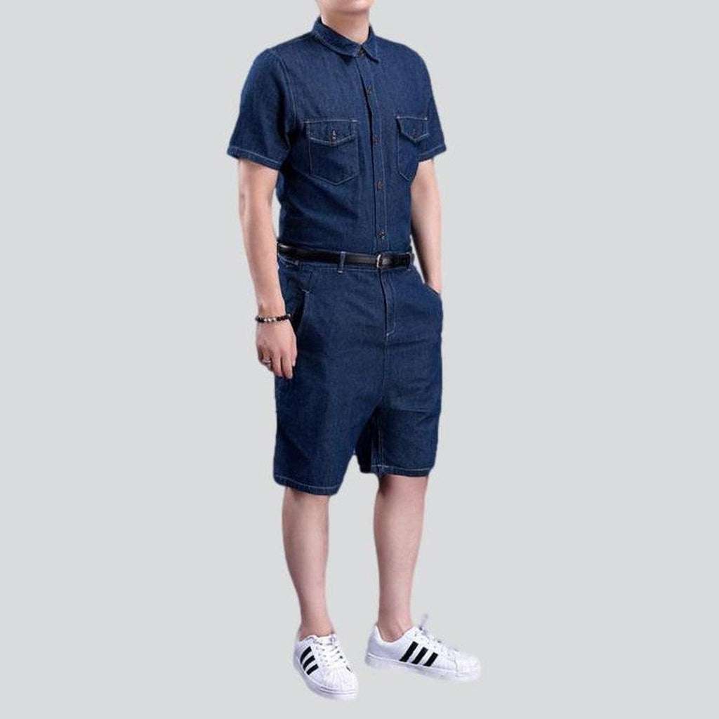 Casual men denim overall shorts