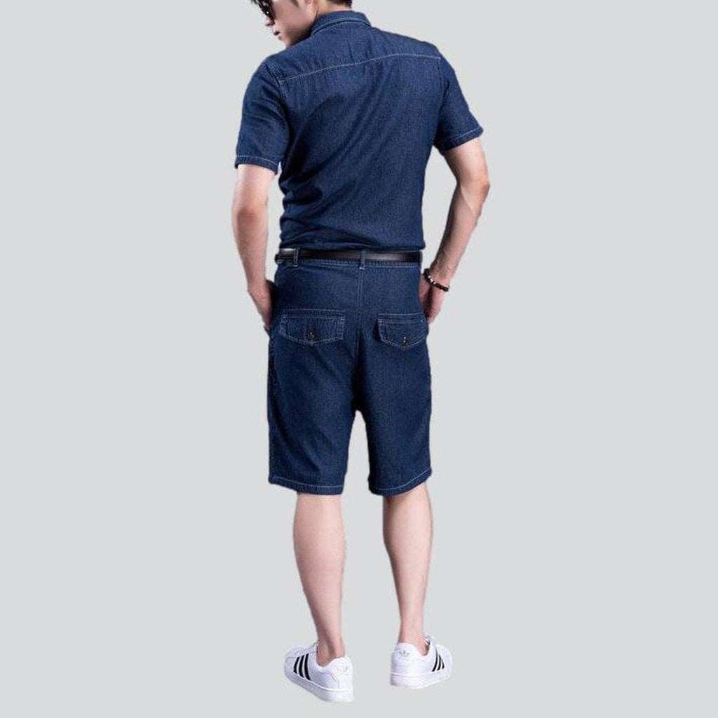 Casual men denim overall shorts