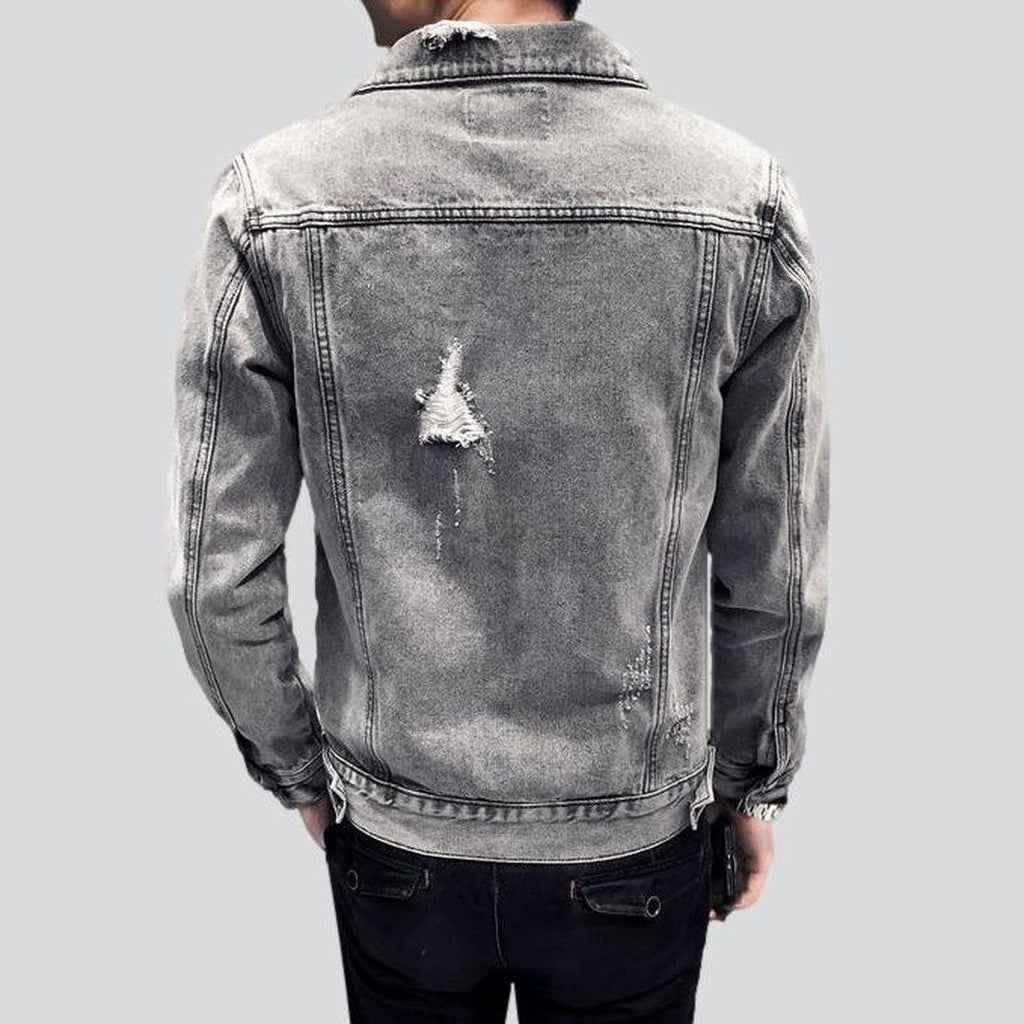 Stylish men ripped denim jacket