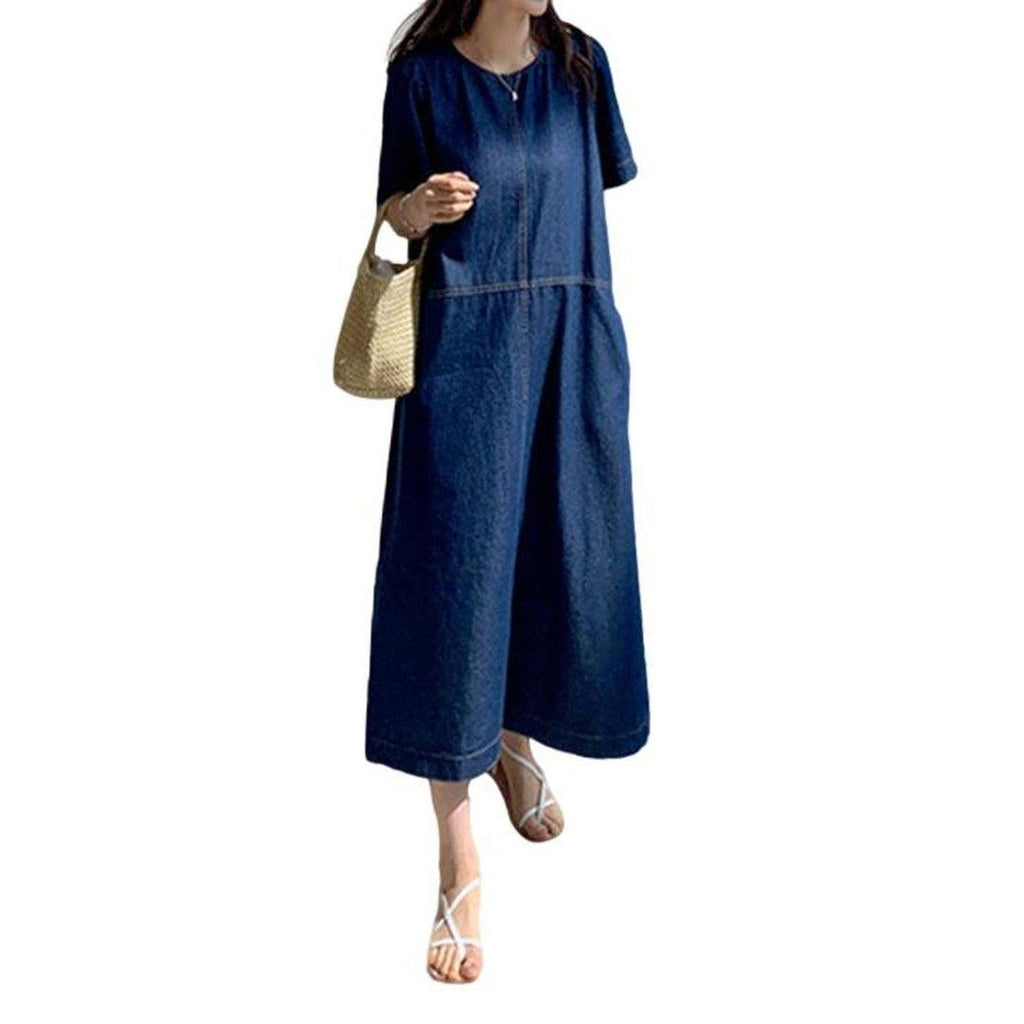 Pull on women casual denim dress