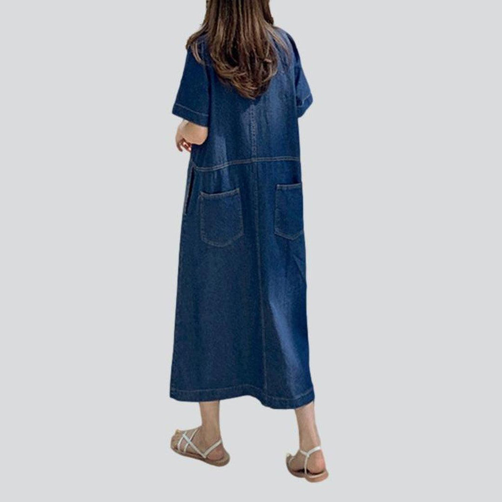 Pull on women casual denim dress