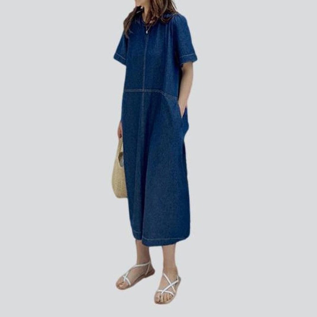 Pull on women casual denim dress