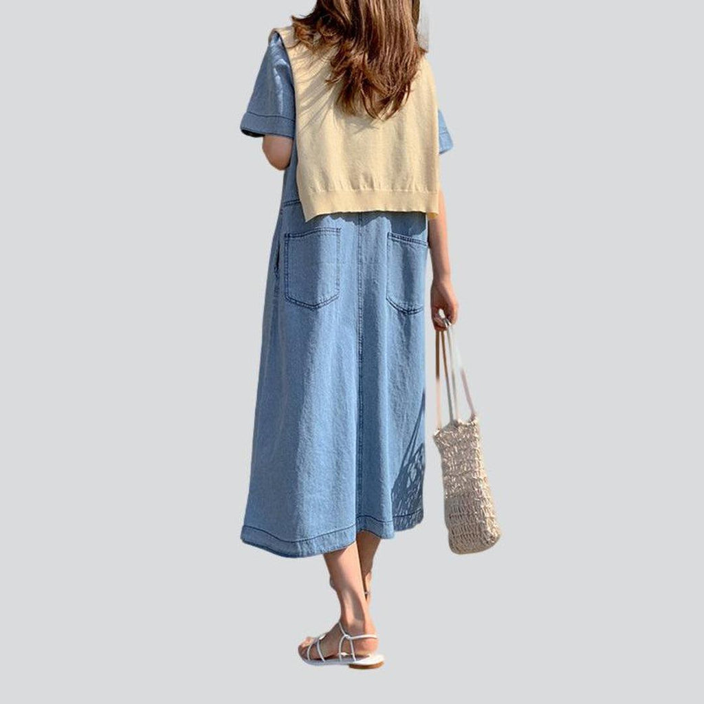 Pull on women casual denim dress