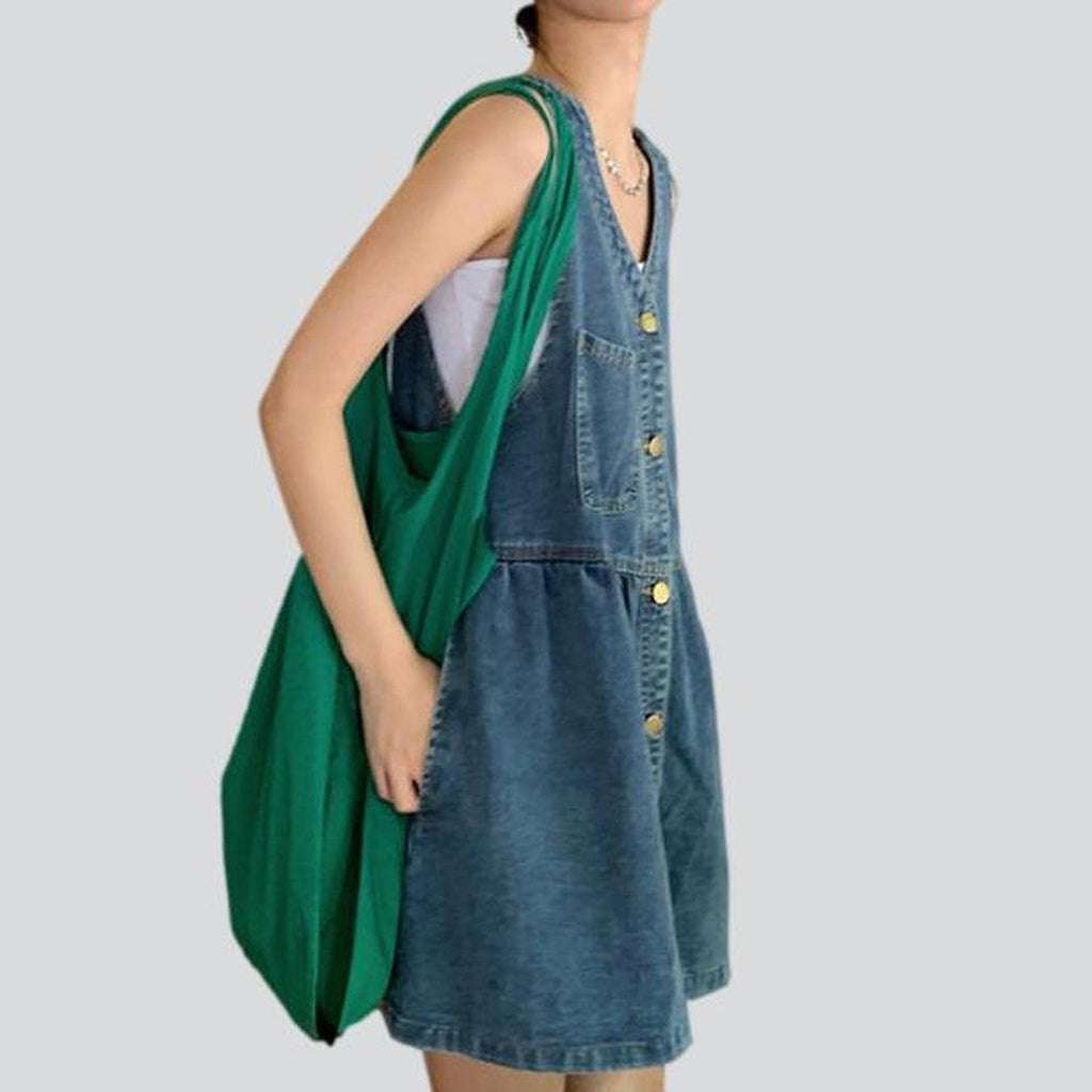 Loose summer mini denim dress