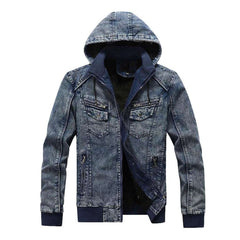 Gebleichte Herren-Jeansjacke mit Kapuze