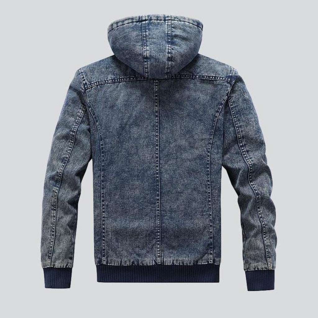 Bleached hooded men denim jacket