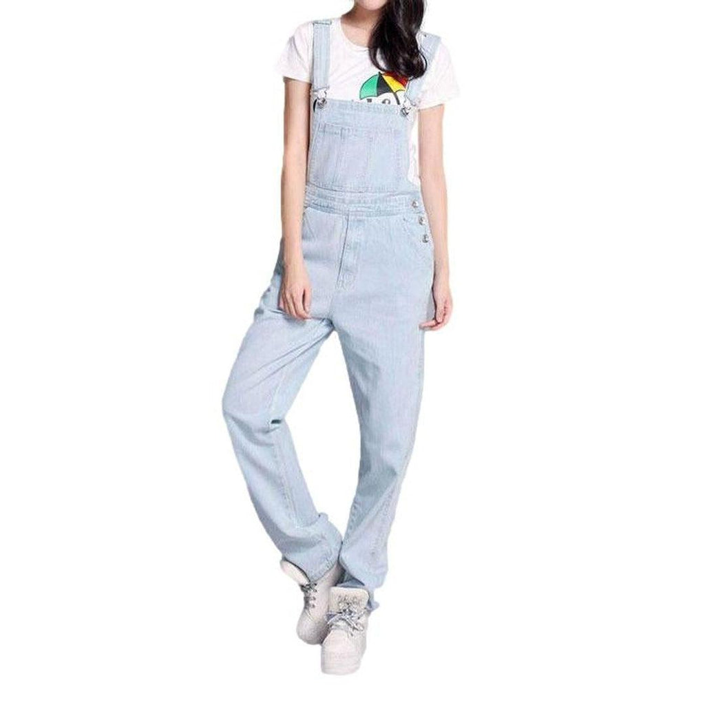 Women light blue denim overall