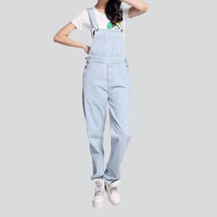 Women light blue denim overall