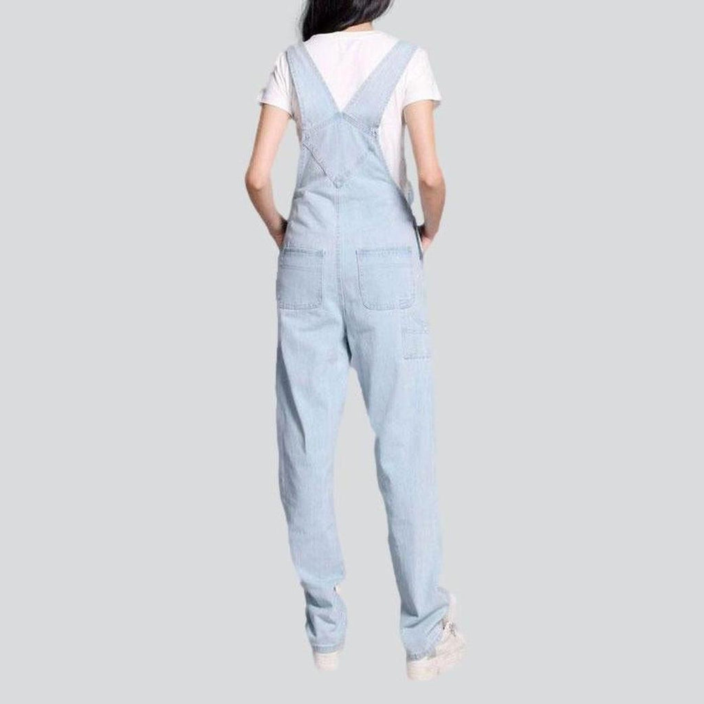 Women light blue denim overall