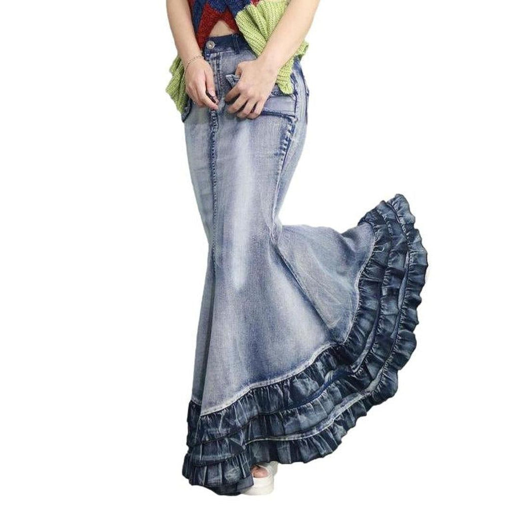 Mermaid frills women denim skirt