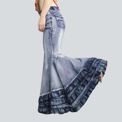 Mermaid frills women denim skirt