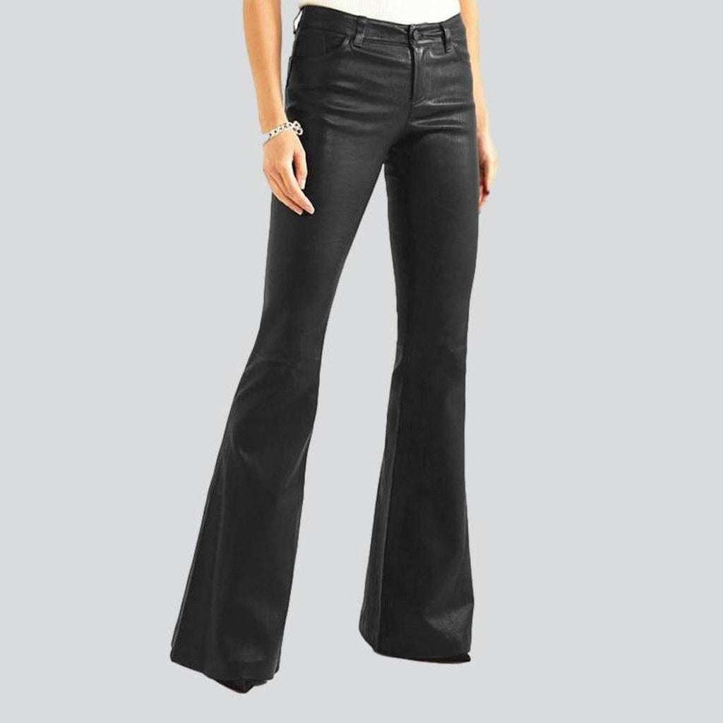 Coated women boot cut jeans