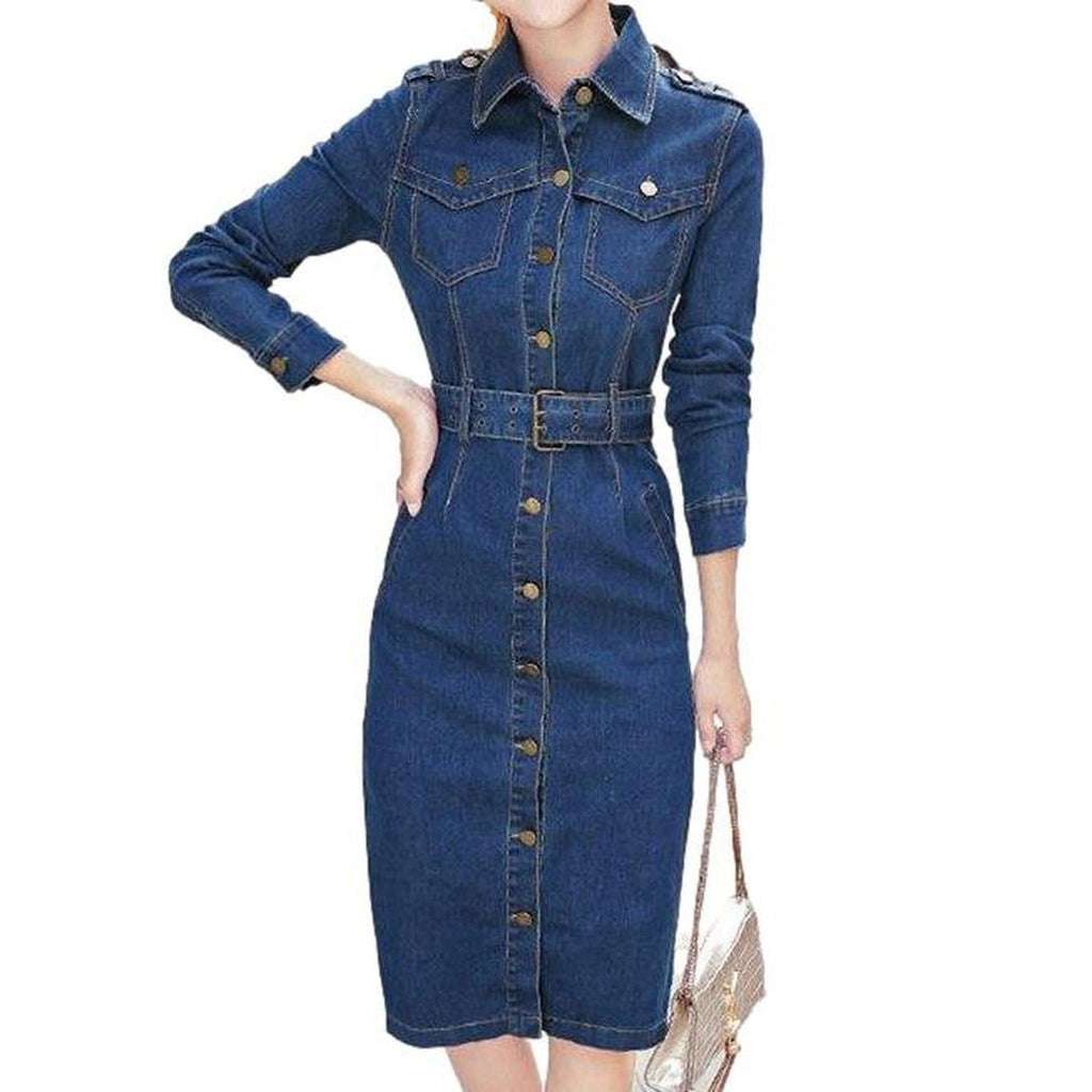 Knee-length jeans dress