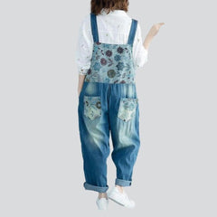 Washed baggy women jeans overall