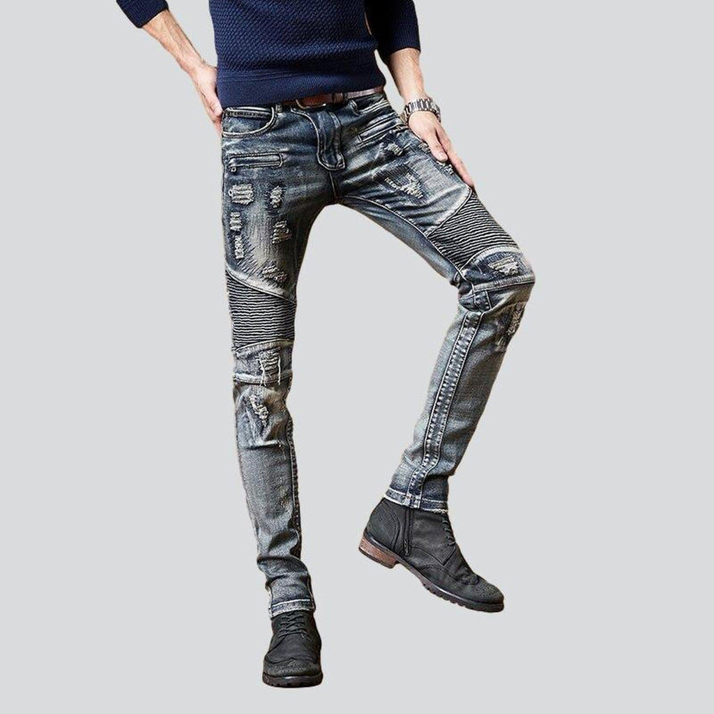 Ripped biker men jeans