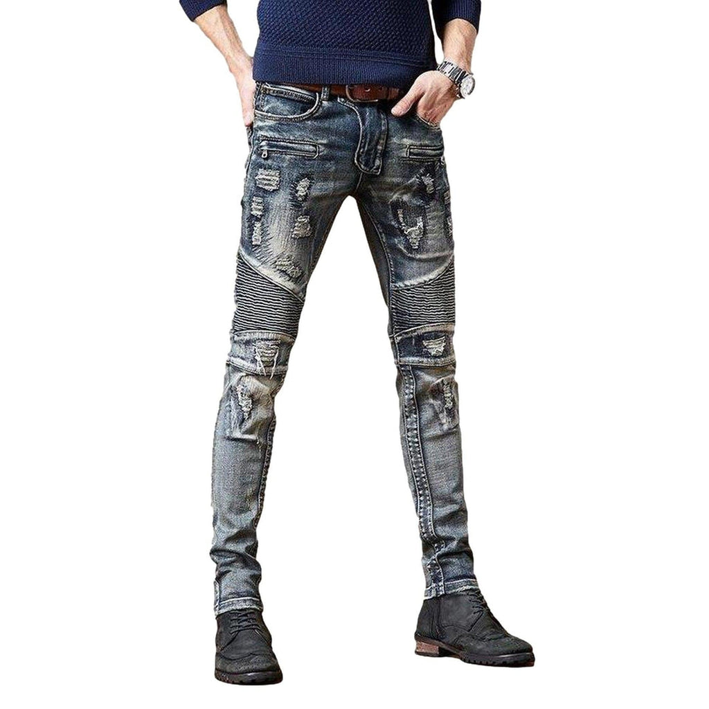 Ripped biker men jeans