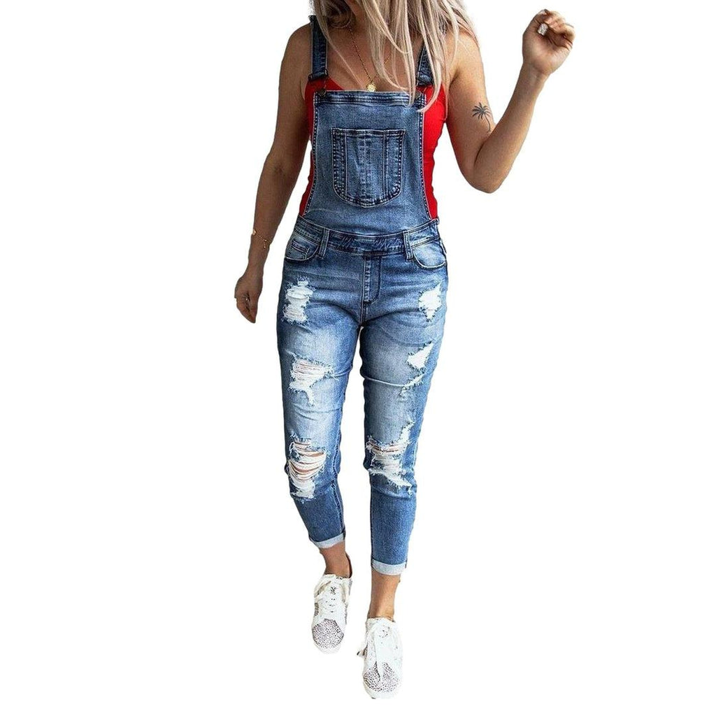 Ripped women jeans overall