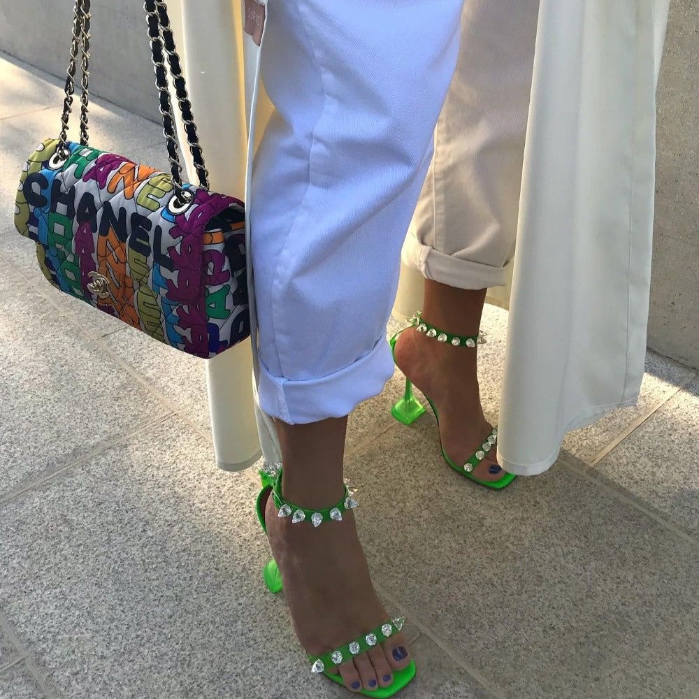 Showing Up Pyramid Heels Studded Sandals