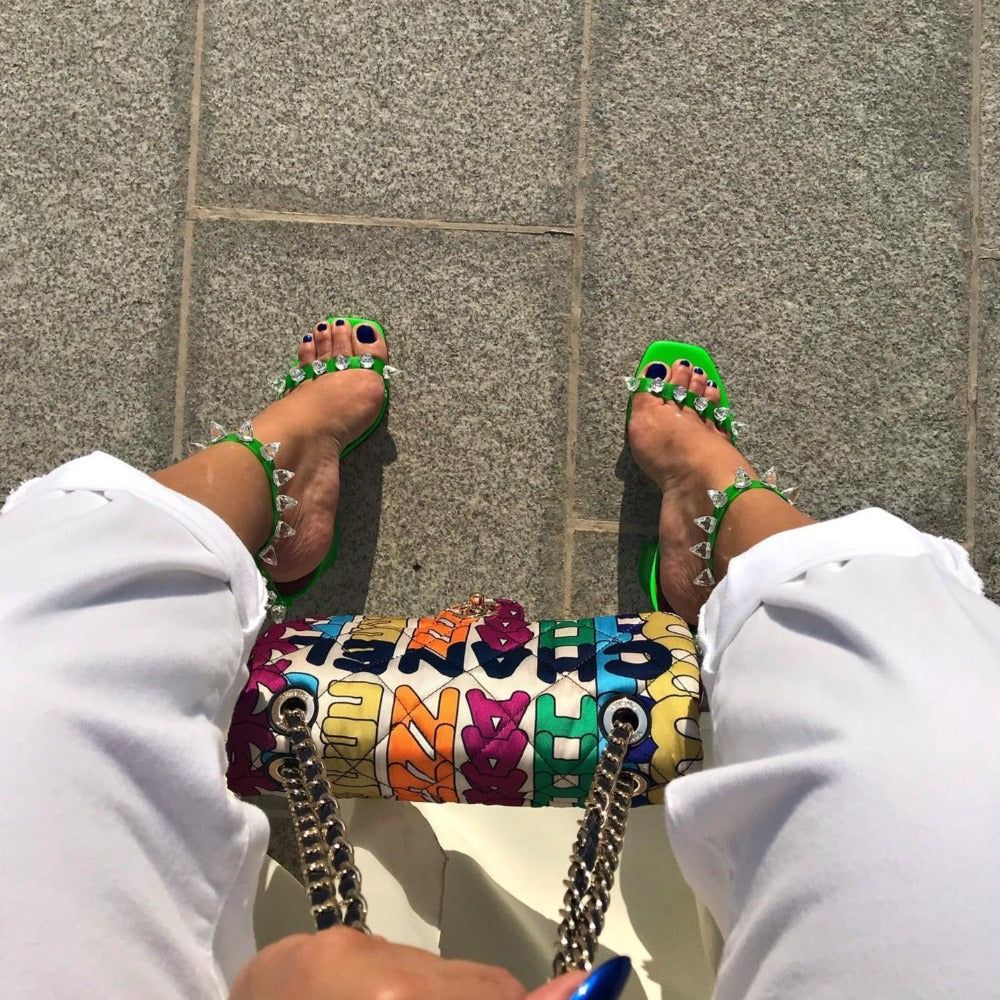 Showing Up Pyramid Heels Studded Sandals