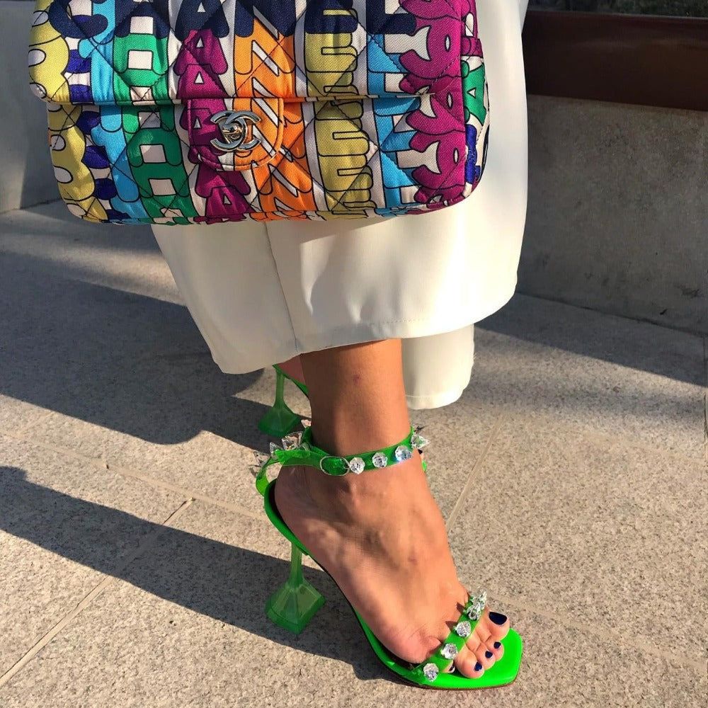 Showing Up Pyramid Heels Studded Sandals